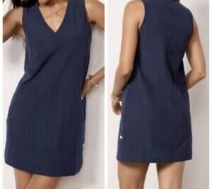 Faherty Brand All Day Dress Navy Blue V-Neck Mini WDU2471-NBZ Women’s Sz XL